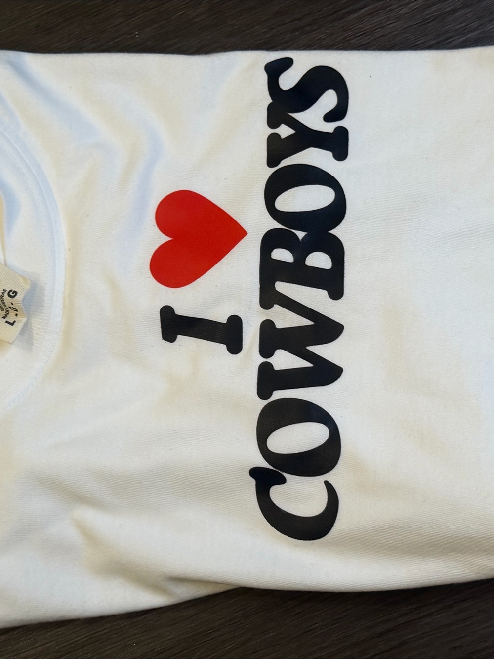 Comfort Colors White Short Sleeve Tee with Black 'I ♥ COWBOYS' Graphic